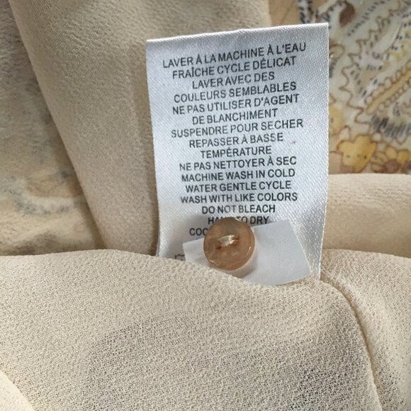 JOIE GLITTER PAISLEY RUFFLE MOCK NECK FLUTTER SHORT SLEEVE BLOUSE Size M - Picture 9 of 9